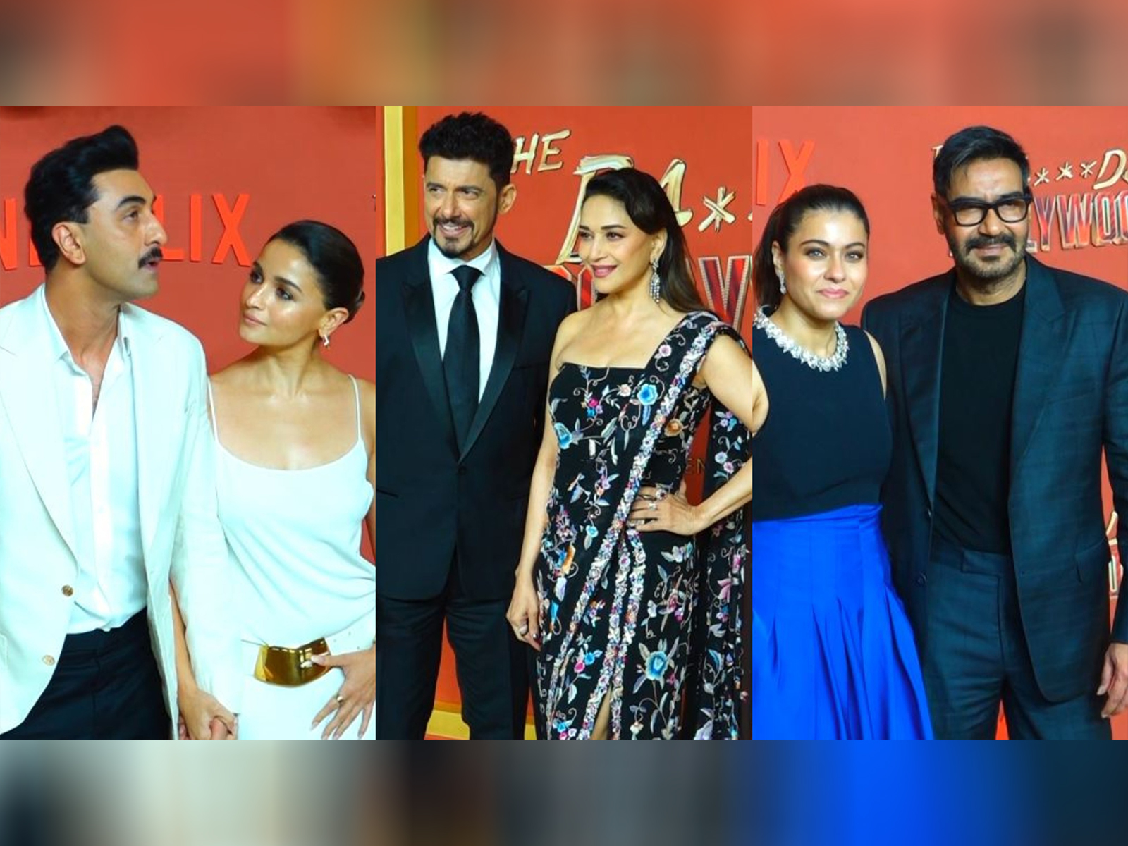 Ranbir Kapoor, Alia Bhatt, Madhuri Dixit, Shriram Nene, Ajay Devgn, Kajol (Photo: ANI)