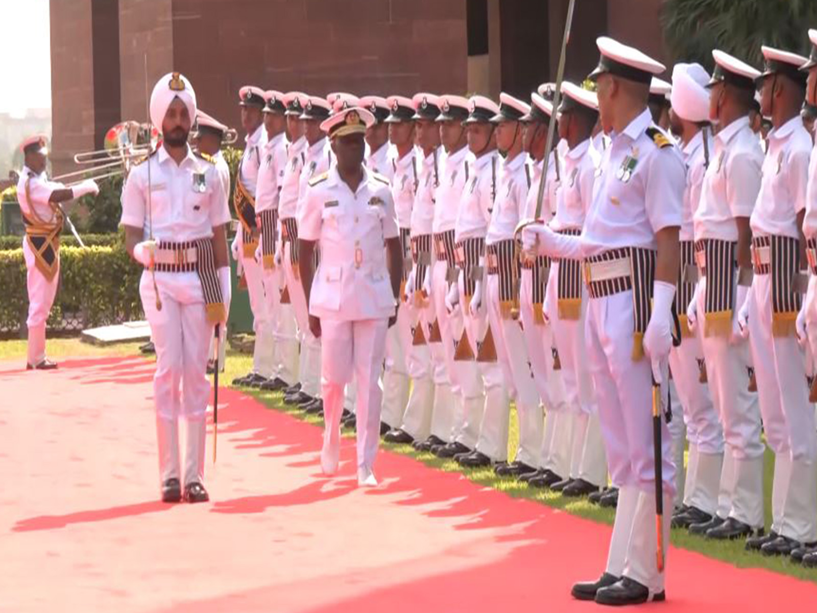 Kenya’s Navy Commander, Major General Paul Owuor Otenio receives the Guard of Honour (Photo/ANI)